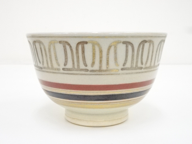 茶道具 京焼 前田宝泉造 色絵金彩 海松藻文 水次 共箱